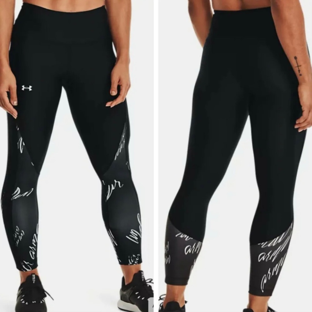 Under Armour Women’s Leggings - Ankle Length - Black w/Script - Medium
